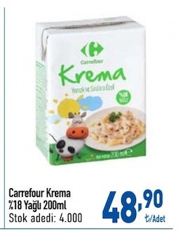 Carrefour Krema %18 Yağlı 200Ml