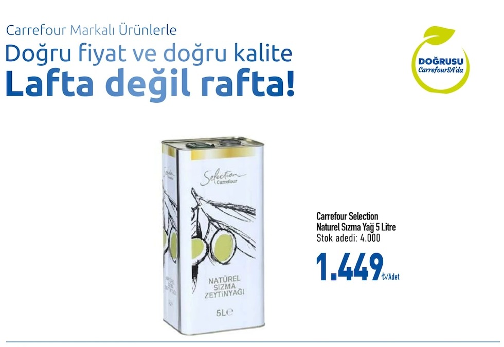 Carrefour Selection Naturel Sızma Zeytinyağ 5 Litre