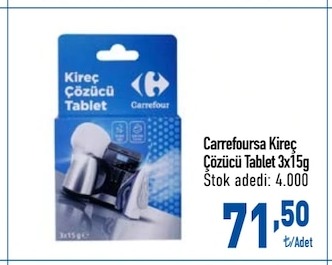 Carrefoursa Kireç Çözücü Tablet 3X15G