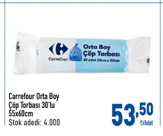 Carrefour Orta Boy Çöp Torbası 30'Lu 55X60Cm