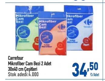 Carrefour Mikrofiber Cam Bezi 2 Adet 30X40 Cm