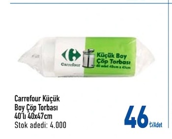Carrefour Küçük Boy Çöp Torbası 40'Lı 40X47Cm