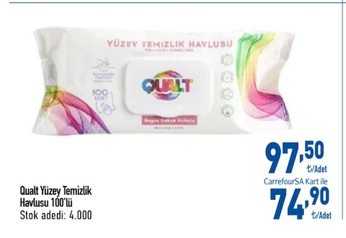 Qualt Yüzey Temizlik Havlusu 100'Lü