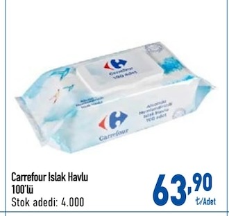 Carrefour Islak Havlu 100'Lü