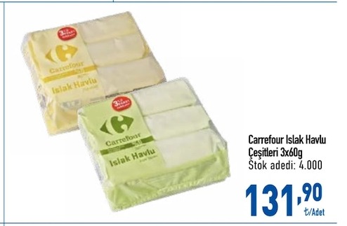 Carrefour Islak Havlu Çeşitleri 3X60G