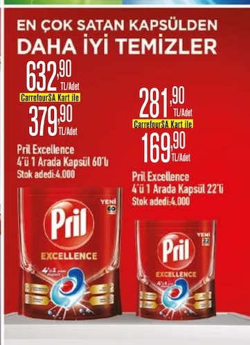 Pril Excellence 4'Ü 1 Arada Kapsül 60'Lı