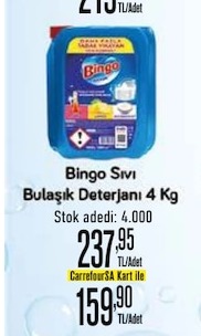 Bingo Sıvı Bulaşık Deterjanı 4 Kg