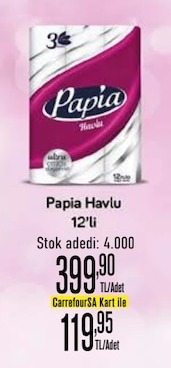Papia Havlu 12'Li