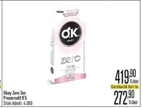 Okey Zero Ten Prezervatif 8'Li