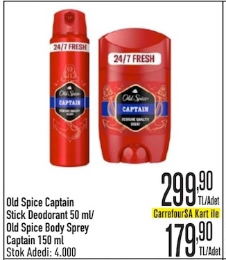 Old Spice Captain Stick Deodorant 50 Ml/ Old Spice Body Sprey Captain 150 Ml
