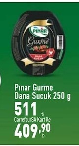 Pınar Gurme Dana Sucuk 250 G