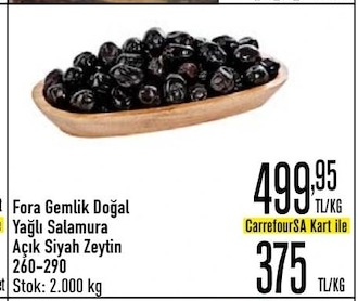 Fora Gemlik Doğal Yağlı Salamura Açık Siyah Zeytin 260-290