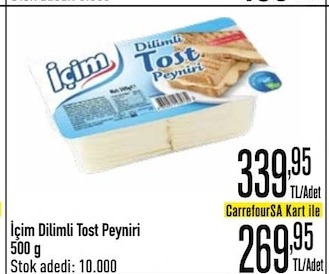 İçim Dilimli Tost Peyniri 500 G