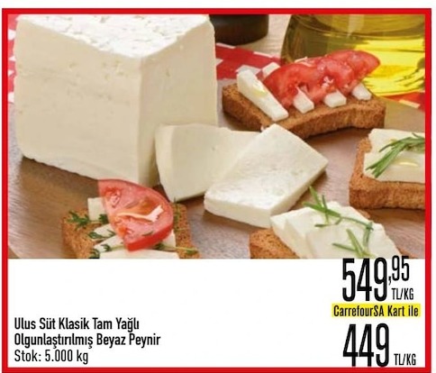 Ulus Süt Klasik Tam Yağlı Olgunlaştırılmış Beyaz Peynir 5.000 Kg