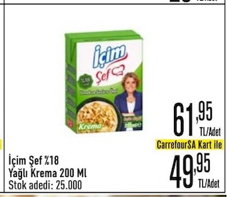 İçim Şef %18 Yağlı Krema 200 Ml