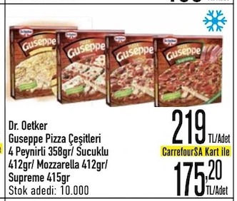Dr. Oetker Gupse Pizza Çeşitleri 358G/412Gr/415Gr