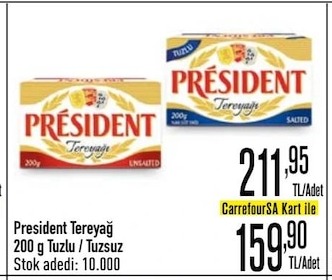 President Tereyağ 200G Tuzlu / Tuzsuz