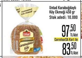 Untad Karabuğdaylı Köy Ekmeği 450 Gr