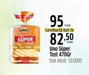 Uno Süper Tost Ekmek 470Gr