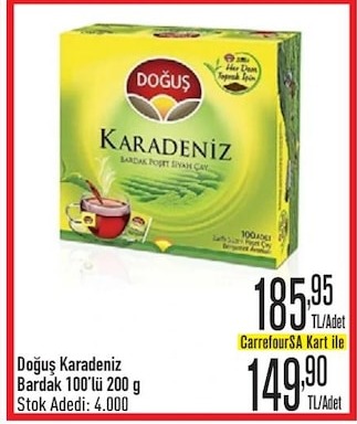 Doğuş Karadeniz Bardak 100'Lü 200G Siyah Çay