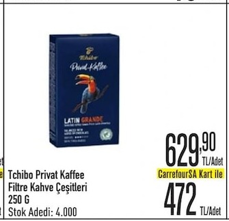 Tchibo Privat Kaffee Filtre Kahve Çeşitleri 250 G