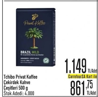 Tchibo Privat Kaffee Çekirdek Kahve Çeşitleri 500 G