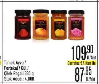 Tamek Ayva / Portakal / Gül / Çilek Reçeli 380 G