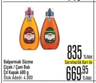 Balparmak Süzme Çiçek / Çam Balı Çıt Kapak 600 G