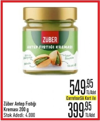 Züber Antep Fıstığı Kreması 200G