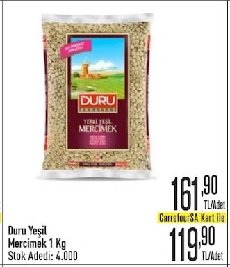 Duru Yeşil Mercimek 1 Kg