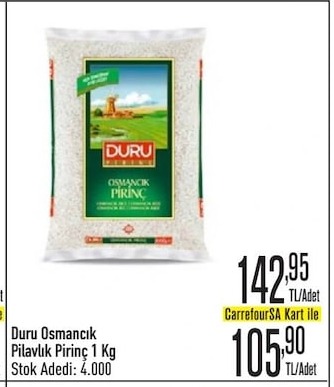 Duru Osmancik Pilavlik Pirinç 1 Kg