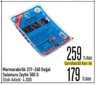 Marmarabirlik 231-260 Doğal Salamura Zeytin 500 G