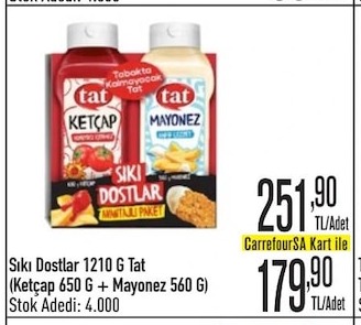 Sıkı Dostlar 1210 G Tat (Ketçap 650 G + Mayonez 560 G)