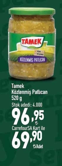 Tamek	Közlenmiş Patlıcan 520 G
