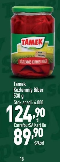 Tamek	Közlenmiş	Biber 530 G