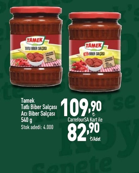 Tamek Tatlı Biber Salçası Acı Biber Salçası 540G