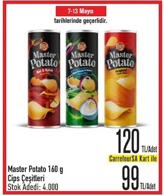 Master Potato 160G Cips Çeşitleri