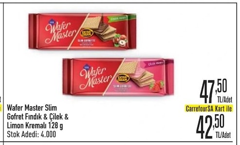 Wafer Master Slim Gofret Fındık & Çilek & Limon Kremalı 128 G