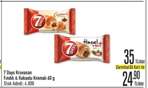 7 Days Kruvasan Fındık & Kakaolu Kremalı 60G