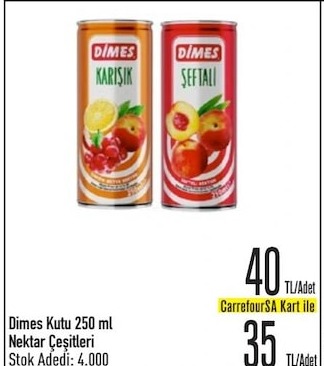 Dimes Kutu 250 Ml Nektar Çeşitleri