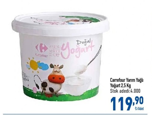 Carrefour Yanım Yağlı Yoğurt 2,5 Kg