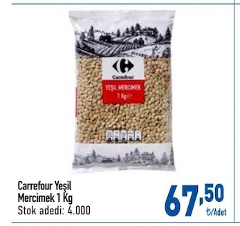 Carrefour Yeşil Mercimek 1 Kg
