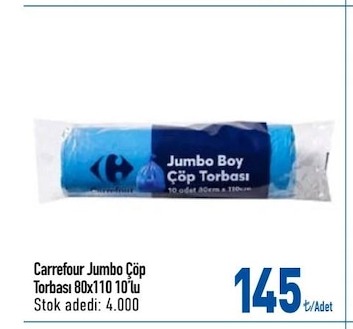Carrefour Jumbo Çöp
Torbası 80X110 10'Lu