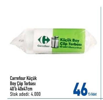 Carrefour Küçük Boy Çöp Torbası 40'Lı 40X47Cm