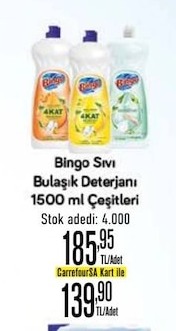 Bingo Sıvı Bulaşık Deterjanı 1500 Ml Çeşitleri