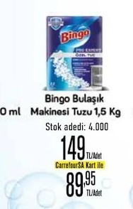 Bingo Bulaşik Makinesi Tuzu 1,5 Kg