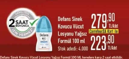 Defans Sinek Kovucu Vücut Losyonu Yağsız Formül 100 Ml