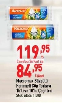 Macromax Büzgülü Hanımeli Çöp Torbası 15'Li Ve 10'Lu Çeşitleri