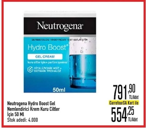 Neutrogena Hydro Boost Gel Nemlendirici Krem Kuru Ciltler İçin 50Ml