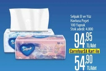 Selpak El Ve Yüz Havlusu Poşet 100 Yaprak